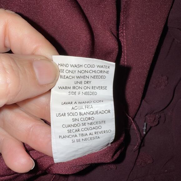 Speechless Dress Burgundy Size 7 Y2K Vibe Swiss Polka Dot Sheer sleeves Ruffles - Picture 7 of 12